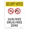 Signmission OSHA Security Sign, 24" Height, Aluminum, Gun Free Drug Free Zone With Symbol, Portrait OS-SN-A-1824-V-11703 - alternate 1